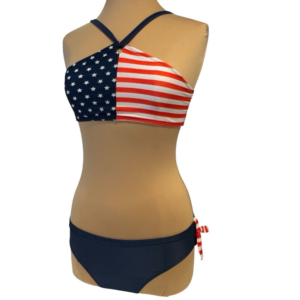 Art Class Patriotic Flag Print Bikini Red White Blue Teen Big Girls Size XL 14